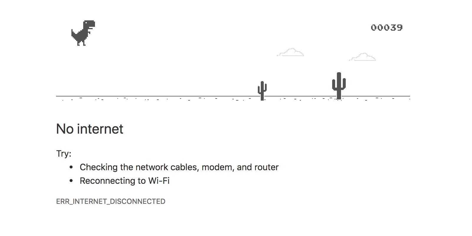 T-Rex dino game from Chrome offline mode.